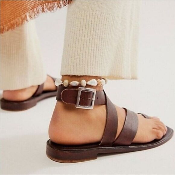 NWOB Free People Collection Romeo Square Toe Wrap Sandal in Chocolate Brown - Picture 4 of 14
